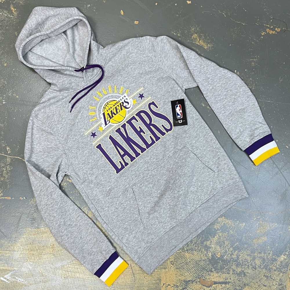 Los Angeles Lakers Pull Over Hooded Sweater Medium Retro LA NBA Basketball